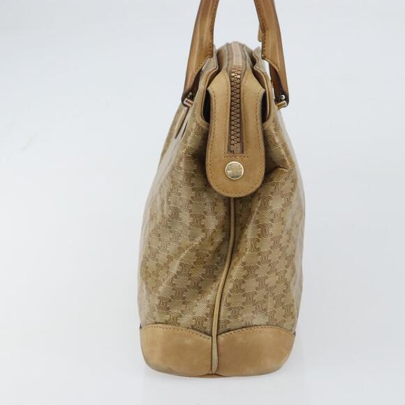 CELINE Macadam Canvas Hand Bag PVC Beige Auth ar13860